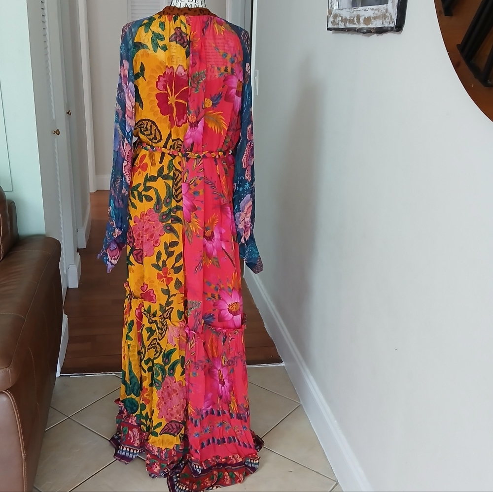 FARM RIO‎ Mixed Prints Button Down Maxi Dress In Mix Print - Picture 8 of 11